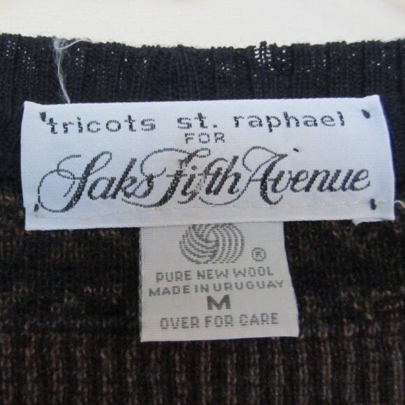 Vintage Tricots St Raphael Saks Fifth Avenue Wool Cardigan Sweater - Picture 3 of 6